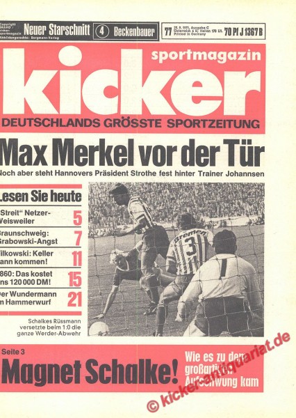 Kicker Sportmagazin Nr. 77, 23.9.1971 bis 29.9.1971