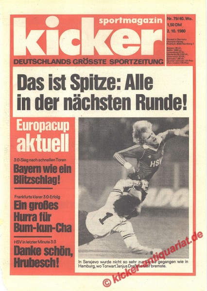 Kicker Sportmagazin Nr. 79, 2.10.1980 bis 8.10.1980