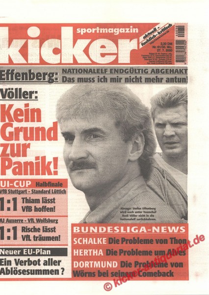 Kicker Sportmagazin Nr. 61, 27.7.2000 bis 2.8.2000