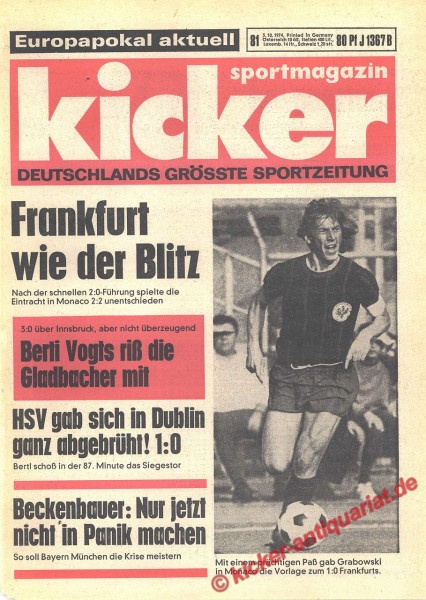 Kicker Sportmagazin Nr. 81, 3.10.1974 bis 9.10.1974