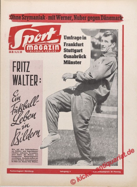Sportmagazin Nr. 36B, 4.9.1958 bis 10.9.1958