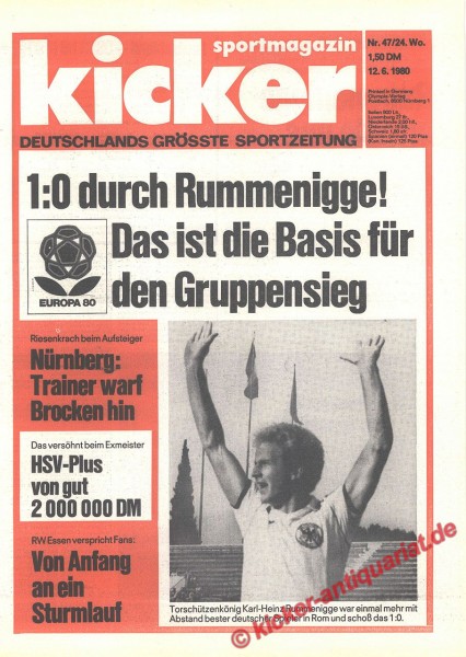 Europameisterschaft 1980: Torschützenkönig Karl Heinz Rummenigge