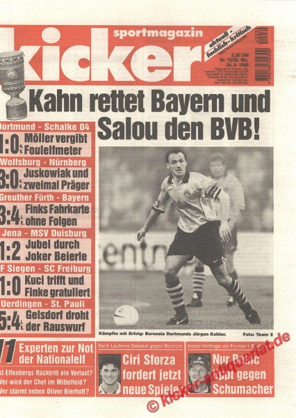 Kicker Sportmagazin Nr. 79, 24.9.1998 bis 30.9.1998