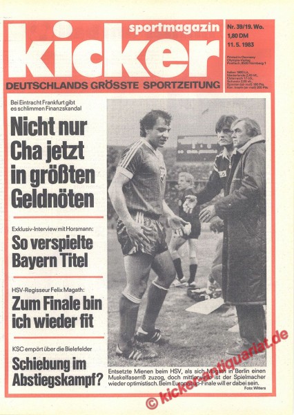 Kicker Sportmagazin Nr. 39, 11.5.1983 bis 17.5.1983