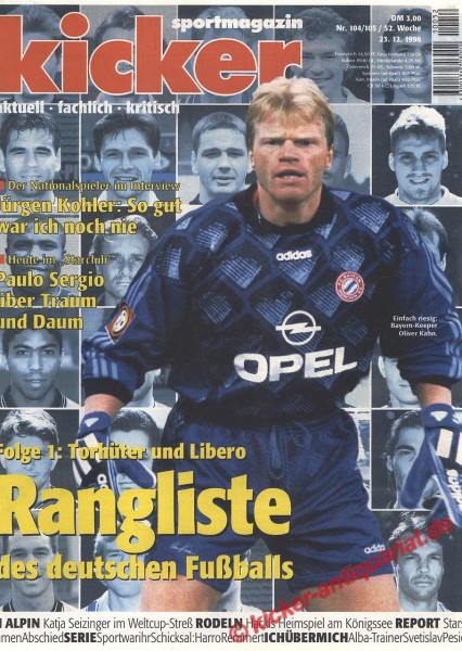 DIE RANGLISTE DES DEUTSCHEN FUßBALLS 1996: OLIVER KAHN ( Bayern München)