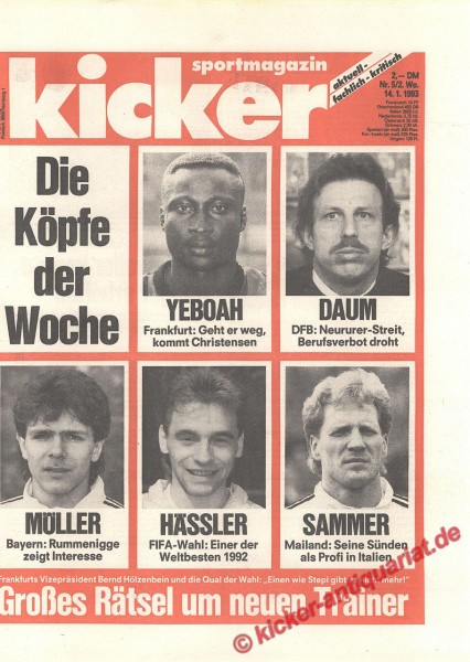 Kicker Sportmagazin Nr. 5, 14.1.1993 bis 20.1.1993