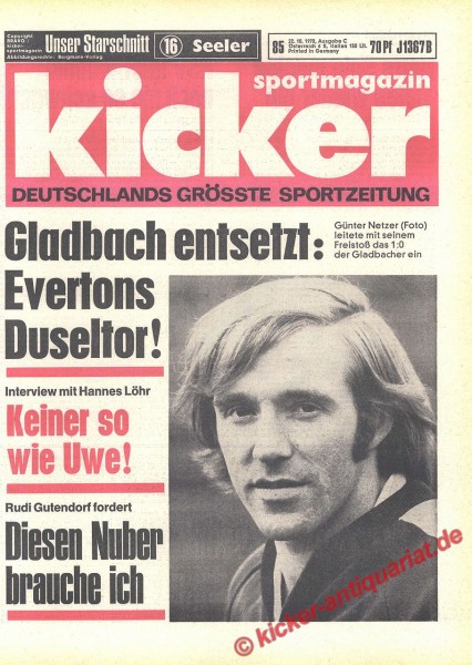 Kicker Sportmagazin Nr. 85, 22.10.1970 bis 28.10.1970