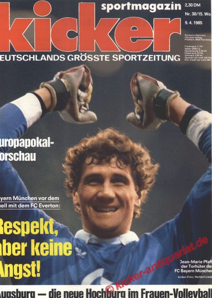 Kicker Sportmagazin Nr. 30, 9.4.1985 bis 15.4.1985