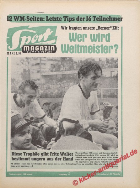Sportmagazin Nr. 22A, 2.6.1958 bis 8.6.1958
