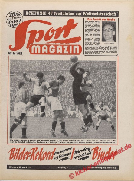 Sportmagazin Nr. 17B, 29.4.1954 bis 5.5.1954