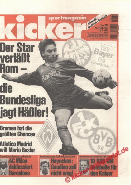 Kicker Sportmagazin Nr. 41, 19.5.1994 bis 25.5.1994