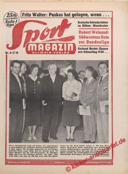 Sportmagazin Nr. 4B, 24.1.1957 bis 30.1.1957