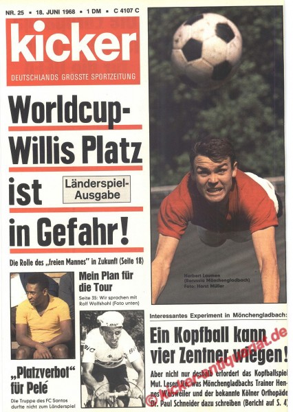 Kicker Sportmagazin Nr. 25, 18.6.1968 bis 24.6.1968