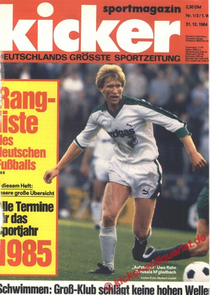 Kicker Sportmagazin Nr. 105, 31.12.1984 bis 6.1.1985