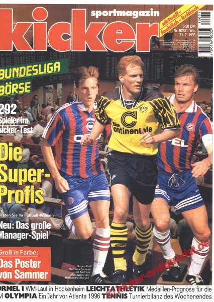 Kicker Sportmagazin Nr. 62, 31.7.1995 bis 6.8.1995