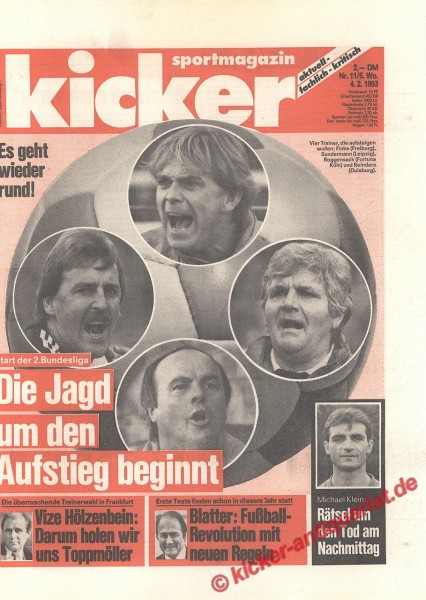Kicker Sportmagazin Nr. 11, 4.2.1993 bis 10.2.1993