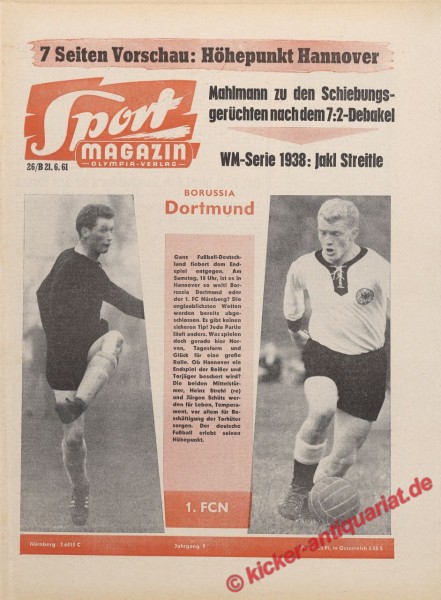 Sportmagazin Nr. 26B, 21.6.1961 bis 27.6.1961