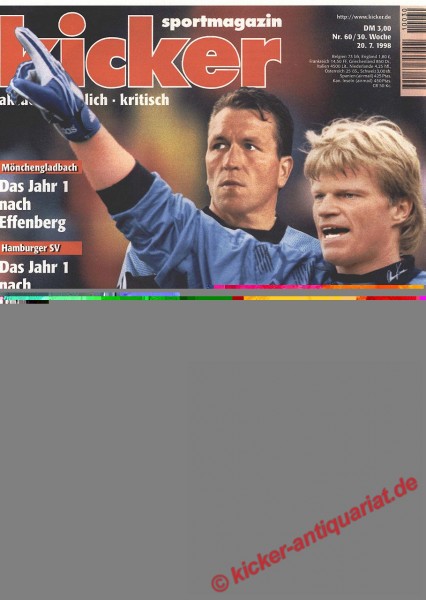 Kicker Sportmagazin Nr. 60, 20.7.1998 bis 26.7.1998