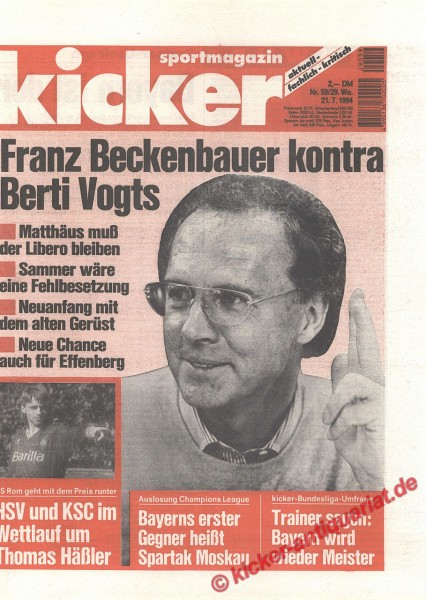 Kicker Sportmagazin Nr. 59, 21.7.1994 bis 27.7.1994