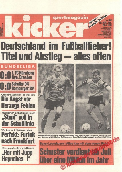 Kicker Sportmagazin Nr. 35, 29.4.1993 bis 5.5.1993