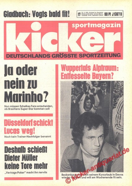 Kicker Sportmagazin Nr. 17, 27.2.1975 bis 5.3.1975