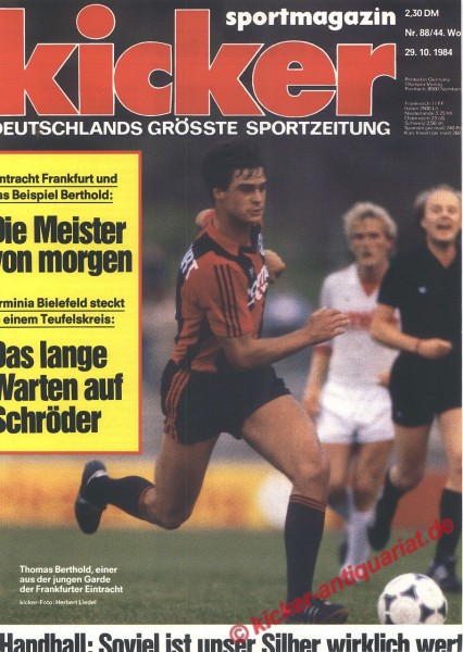 Kicker Sportmagazin Nr. 88, 29.10.1984 bis 4.11.1984
