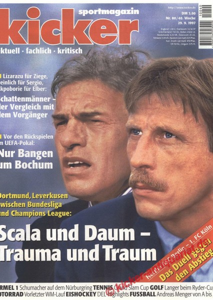 Kicker Sportmagazin Nr. 80, 29.9.1997 bis 5.10.1997
