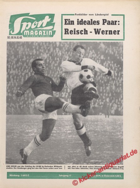 UWE SEELER (HAMBURGER SV) 1962, DEUTSCHLAND SCHWEIZ 5:0