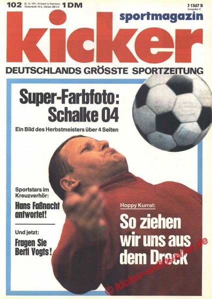 Kicker Sportmagazin Nr. 102, 20.12.1971 bis 26.12.1971