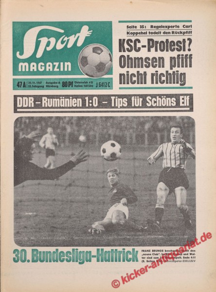 Sportmagazin Nr. 47A, 20.11.1967 bis 26.11.1967