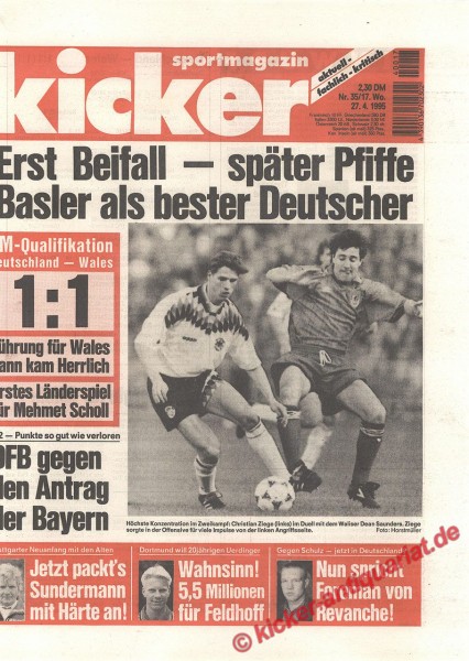 Kicker Sportmagazin Nr. 35, 27.4.1995 bis 3.5.1995