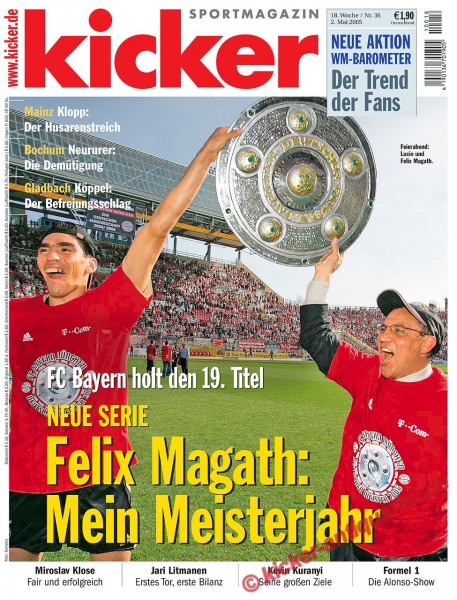 FC Bayern holt den 19. Titel! Neue Serie: Felix Magath: Mein Meisterjahr! Feierabend: Lucio und Magath
