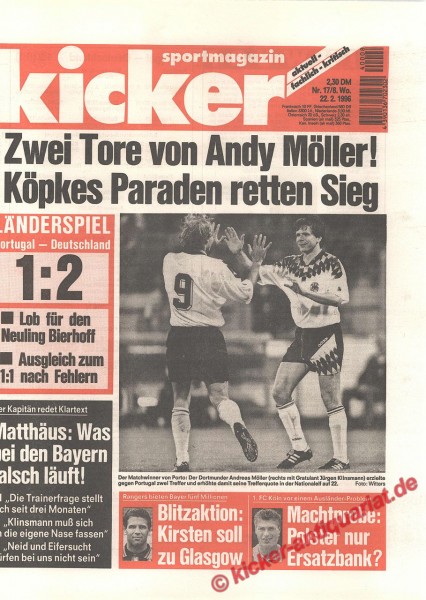 Kicker Sportmagazin Nr. 17, 22.2.1996 bis 28.2.1996