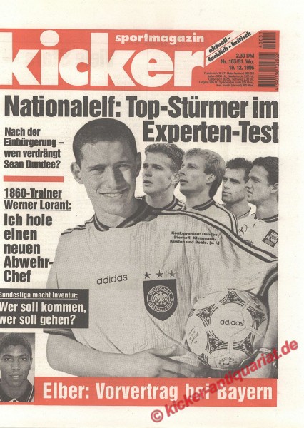 Kicker Sportmagazin Nr. 103, 19.12.1996 bis 25.12.1996