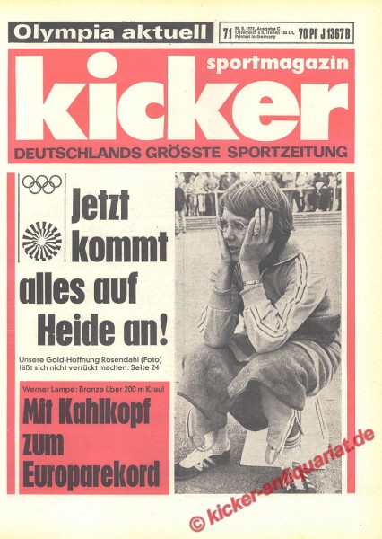 Kicker Sportmagazin Nr. 71, 30.8.1972 bis 5.9.1972