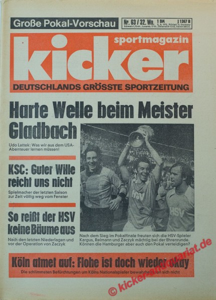 Kicker Sportmagazin Nr. 63, 6.8.1976 bis 12.8.1976