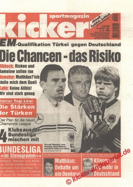 Kicker Sportmagazin Nr. 83, 1.10.1998 bis 7.10.1998