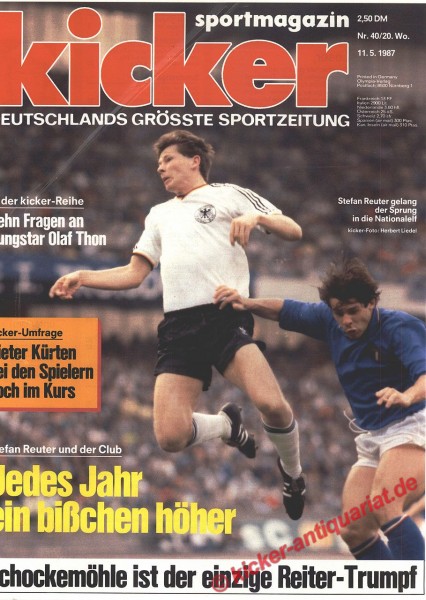 Kicker Sportmagazin Nr. 40, 11.5.1987 bis 17.5.1987