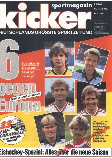 Kicker Sportmagazin Nr. 76, 14.9.1987 bis 20.9.1987