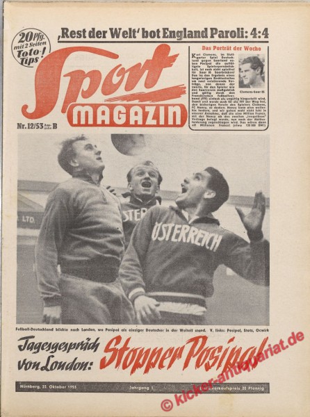 Sportmagazin Nr. 12B, 22.10.1953 bis 28.10.1953