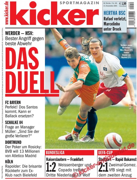 Kicker Sportmagazin Nr. 101, 15.12.2005 bis 21.12.2005