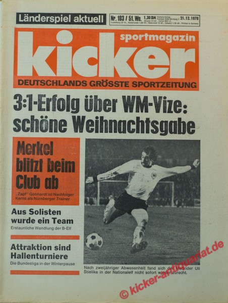 Kicker Sportmagazin Nr. 103, 21.12.1978 bis 27.12.1978