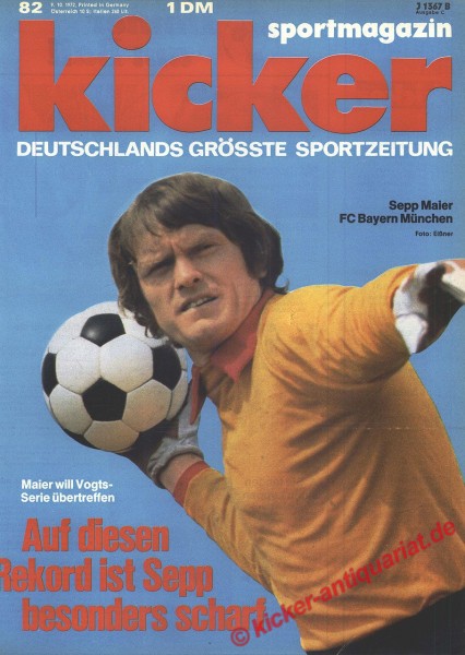Kicker Sportmagazin Nr. 82, 9.10.1972 bis 15.10.1972