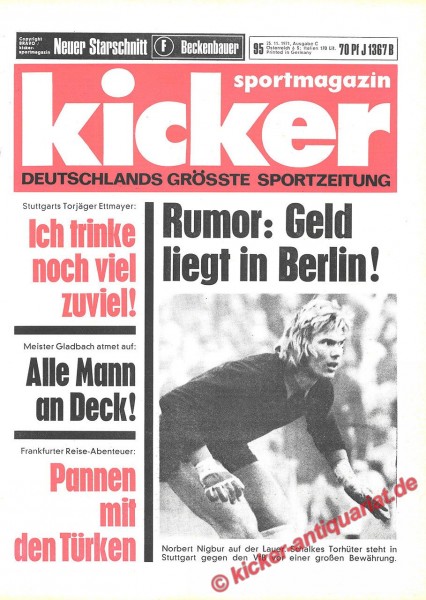 Kicker Sportmagazin Nr. 95, 25.11.1971 bis 1.12.1971