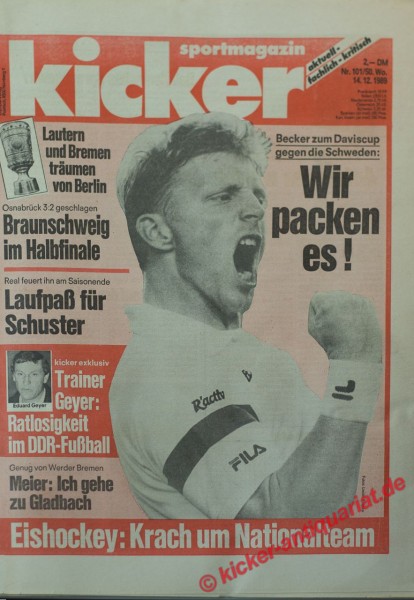 Kicker Schlagzeile: Becker zum Daviscup gegen die Schweden: Wir packen es !