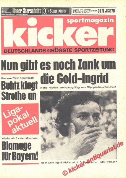 Kicker Sportmagazin Nr. 67, 17.8.1972 bis 23.8.1972