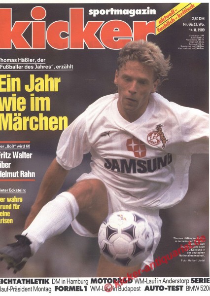 Kicker Schlagzeile: Thomas Häßler, der "Fußballer des Jahres", erzählt. Ein Jahr wie im Märchen.