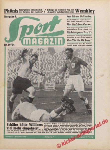 Sportmagazin Nr. 49A, 6.12.1954 bis 12.12.1954
