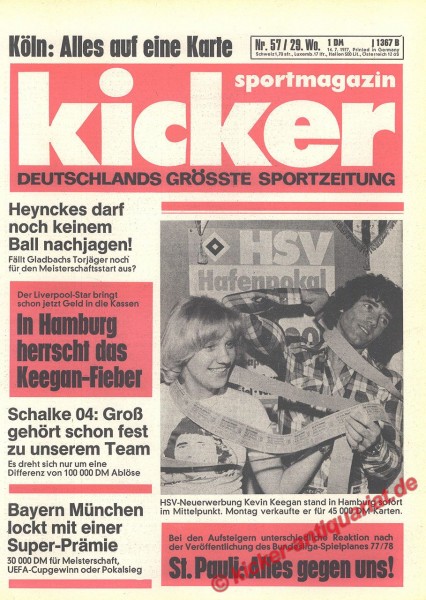 Kicker Sportmagazin Nr. 57, 14.7.1977 bis 20.7.1977