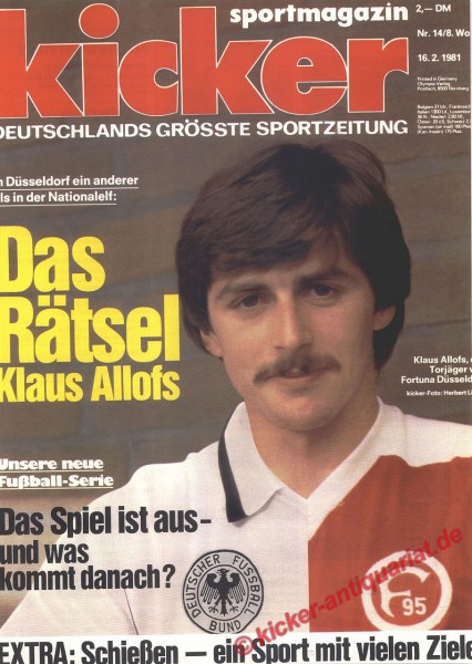 Kicker Sportmagazin Nr. 14, 16.2.1981 bis 22.2.1981